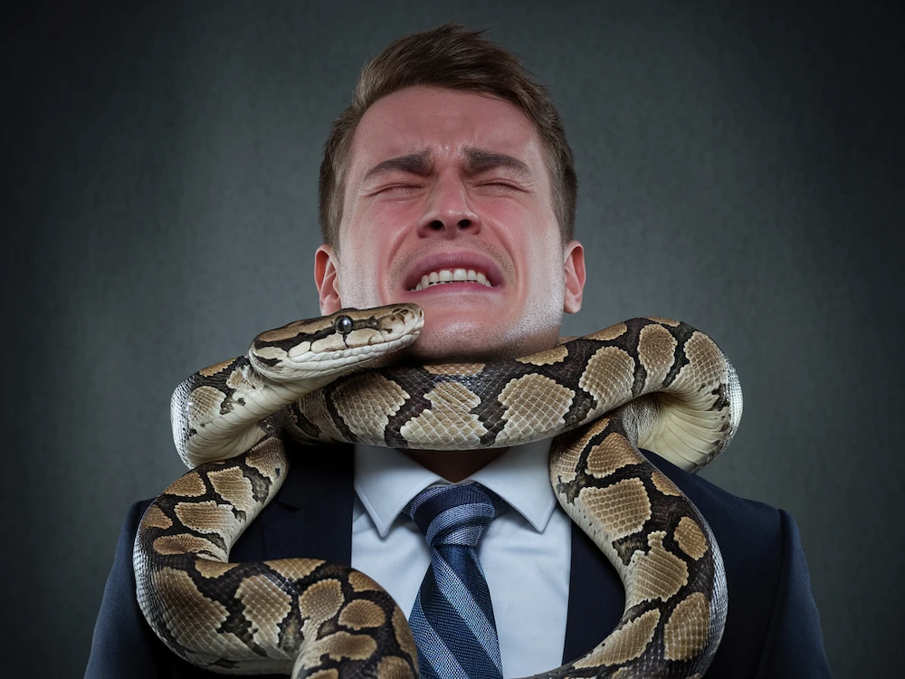 python suffocating an overwhelmed office worker