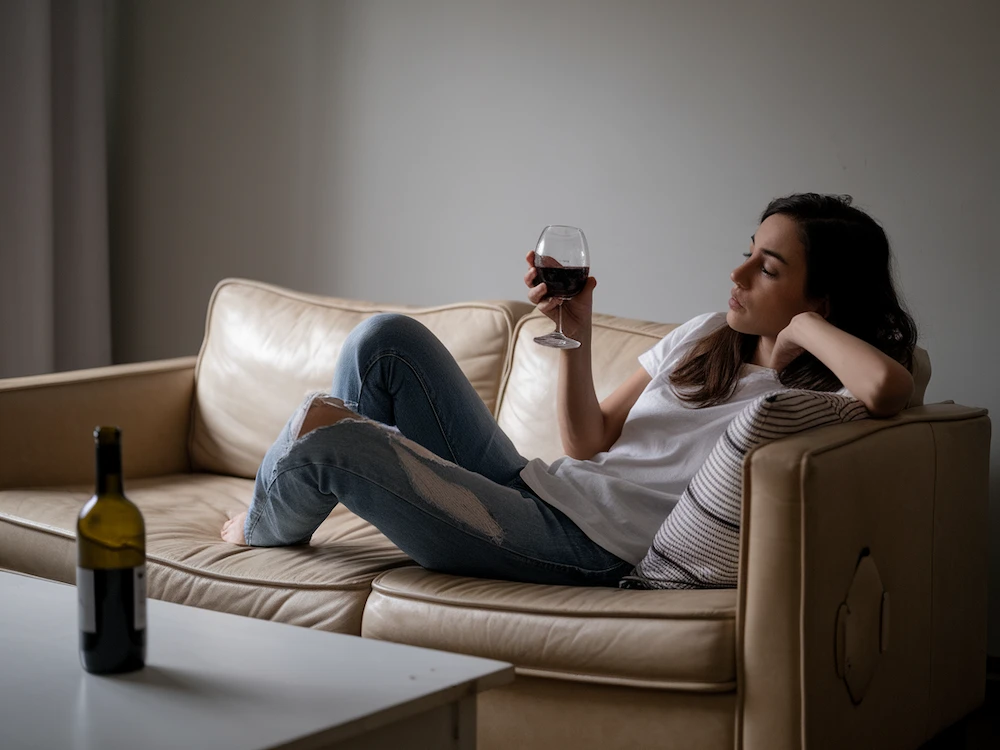 woman drinking away her problems