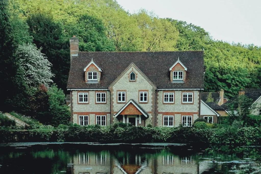 a house on a lake with lots of rooms to explore in your dream