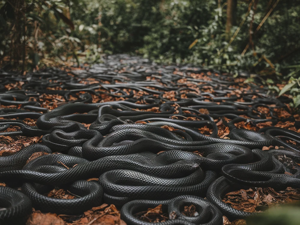 multiple black snakes in dream