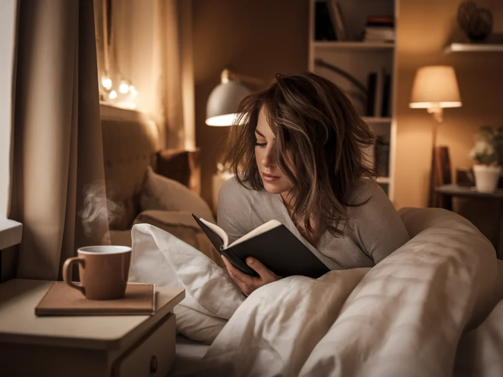 woman in bed looking over her dream journal for dream interpretations